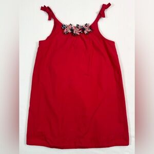 GYMBOREE Toddler Girls’ Red 4th of July Ribbon Star Patriotic Shift Dress 4T